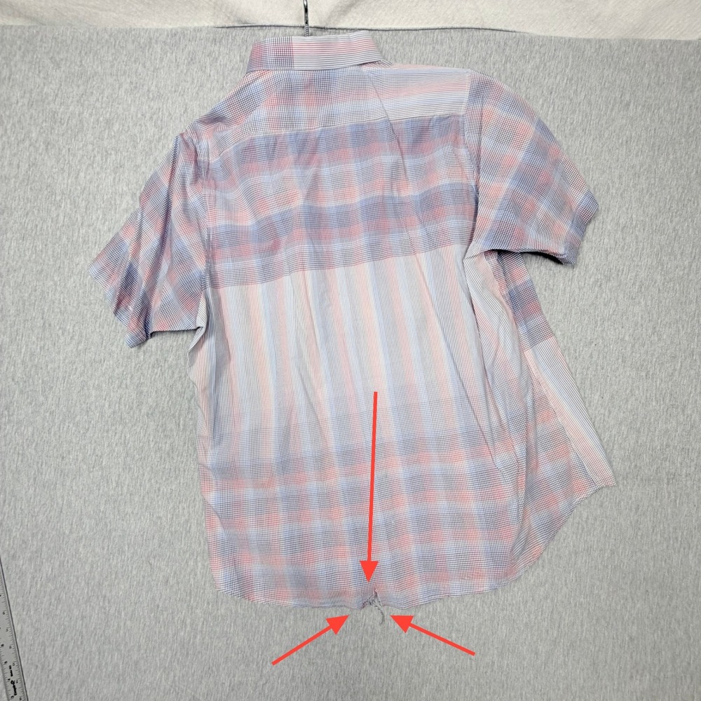 Galaxy by Harvic Mens Short Sleeve Plaid Striped Button Down Shirt Blue Red XL - Picture 5 of 7